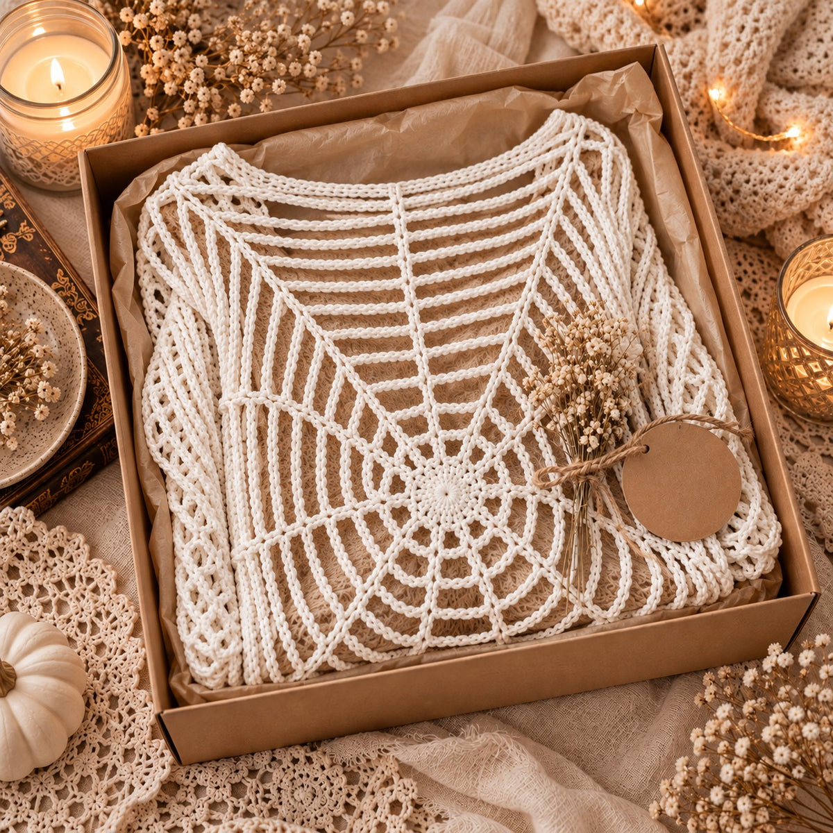 Nocturne Spider Web Sweater Crochet Pattern PDF | Gothic Openwork Top