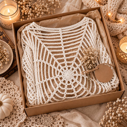 Nocturne Spider Web Sweater Crochet Pattern PDF | Gothic Openwork Top