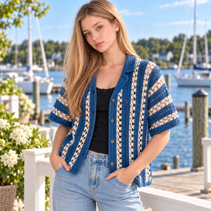 Pebble & Salt Crochet Button-Up Shirt Pattern PDF | Unisex Summer Top