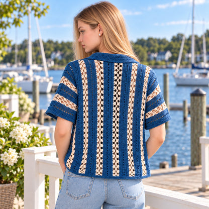Pebble & Salt Crochet Button-Up Shirt Pattern PDF | Unisex Summer Top