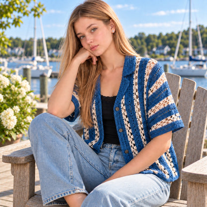 Pebble & Salt Crochet Button-Up Shirt Pattern PDF | Unisex Summer Top