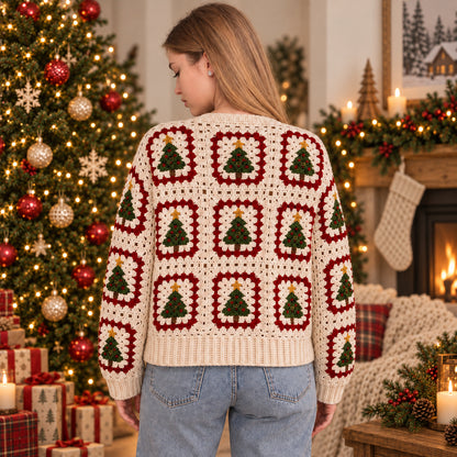 Christmas Tree Granny Square Cardigan Crochet Pattern PDF | XS–5XL | Beginner Friendly