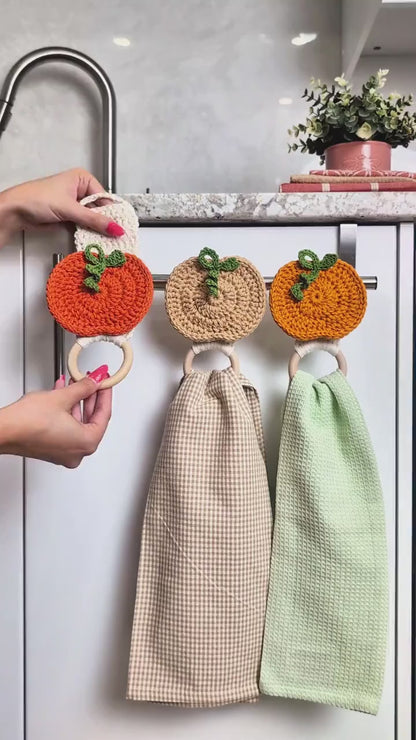 Pumpkin Towel Holder Crochet Pattern PDF – Fall Kitchen Decor