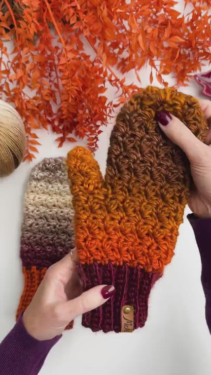 Chunky Suzette Mittens & Fingerless Gloves Crochet Pattern PDF + Video
